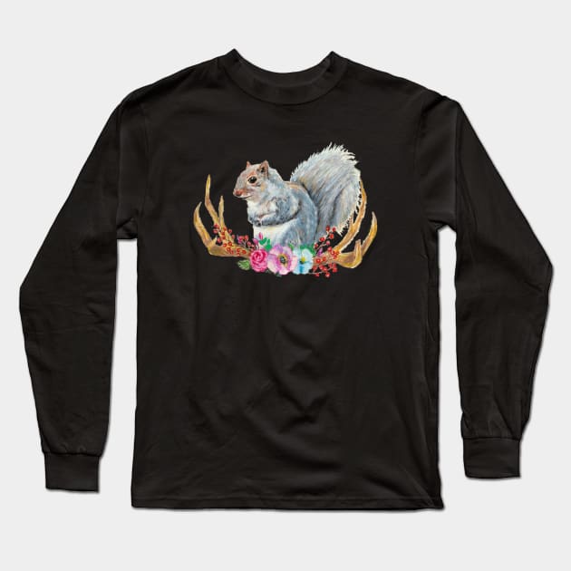 Squirrel Long Sleeve T-Shirt by Round-m-up